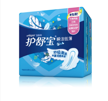 护舒宝瞬洁丝薄日用护翼卫生巾 18片