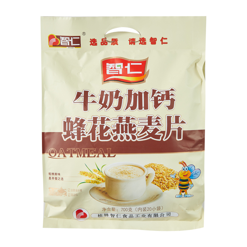 智仁牛奶加钙蜂花燕麦片700g