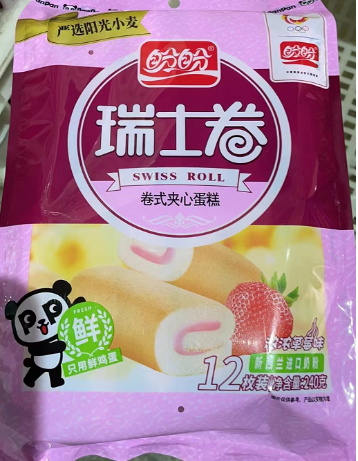 盼盼草莓味瑞士卷夹心蛋糕240g