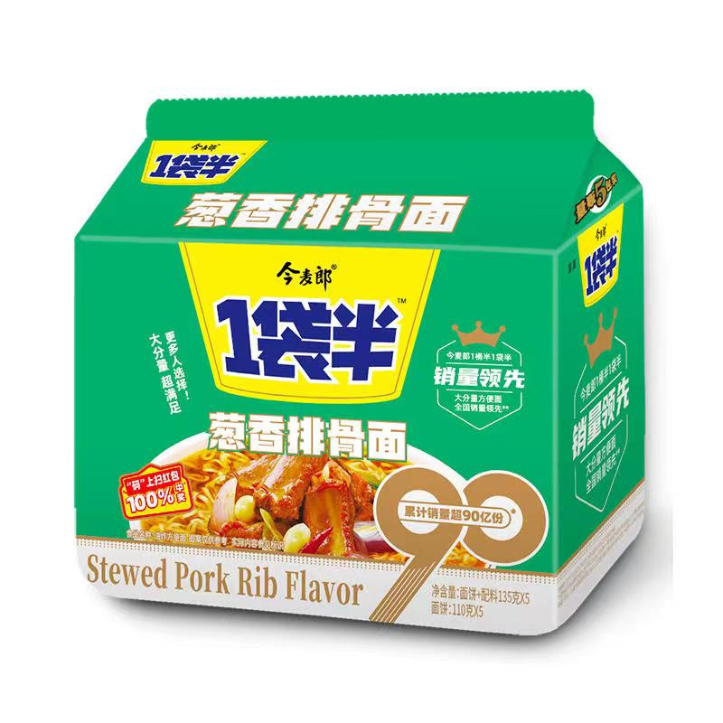 今麦郎一袋半葱香排骨面135g*5
