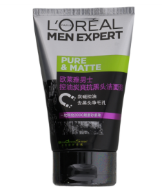 欧莱雅男士控油炭爽抗黑头洁面膏 100ml