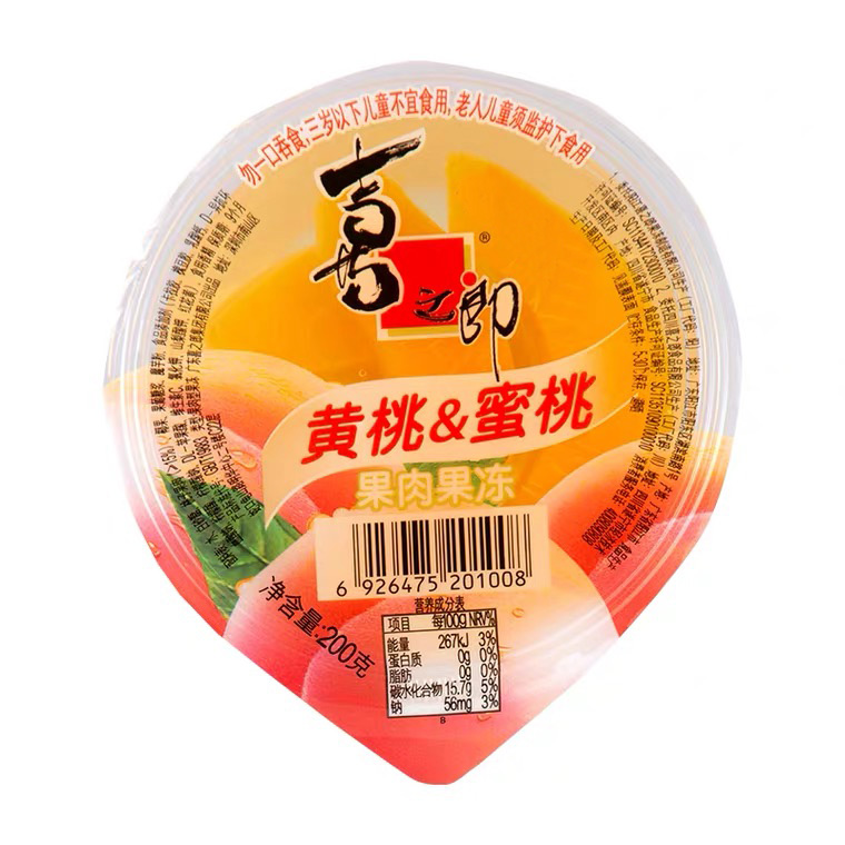 喜之郎黄桃&蜜桃果肉果冻200g