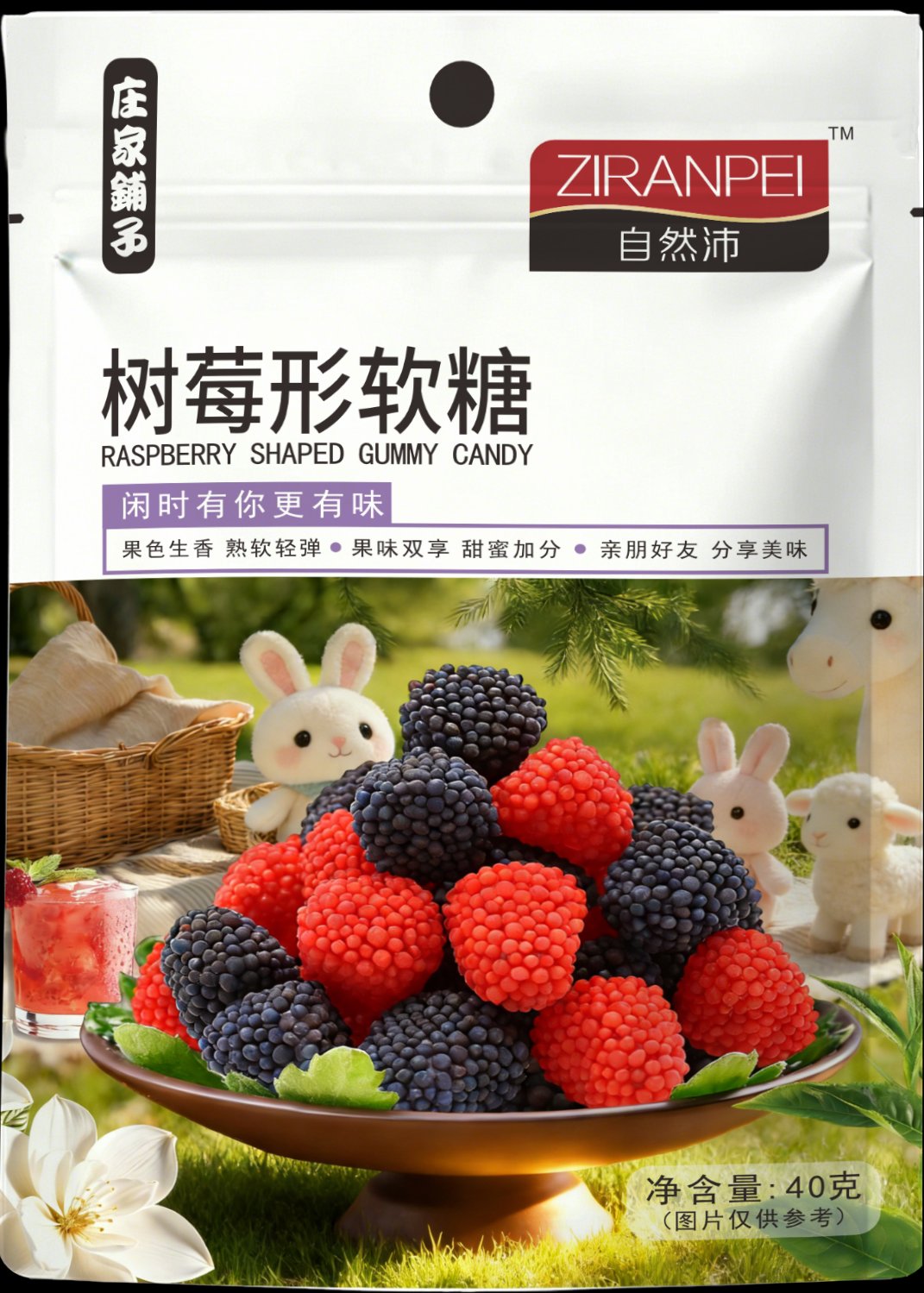 庄家铺子自然沛树莓味软糖40g