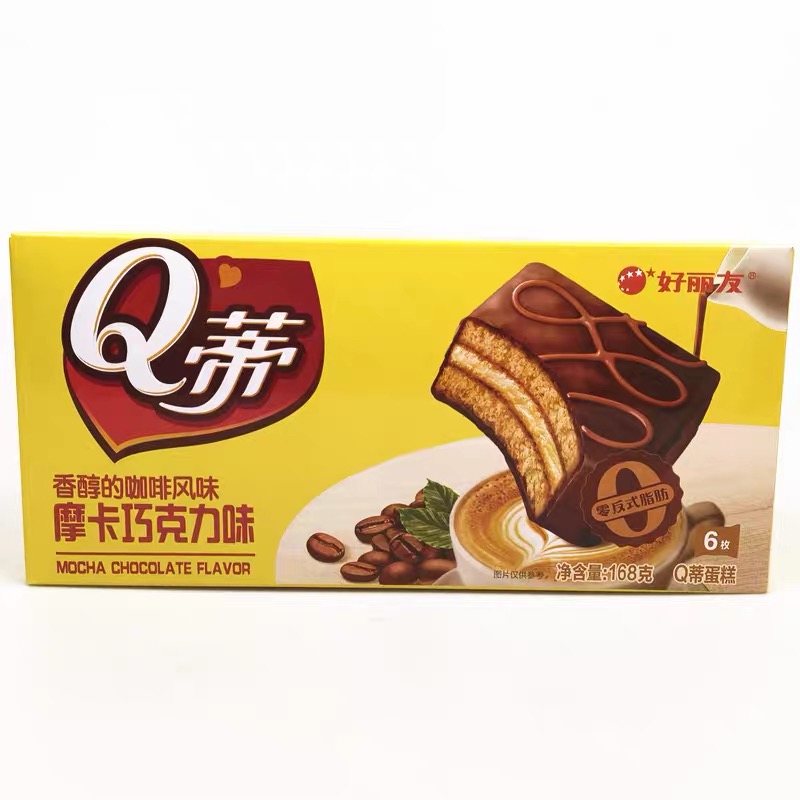 好丽友Q蒂摩卡巧克力蛋糕6枚168g／盒
