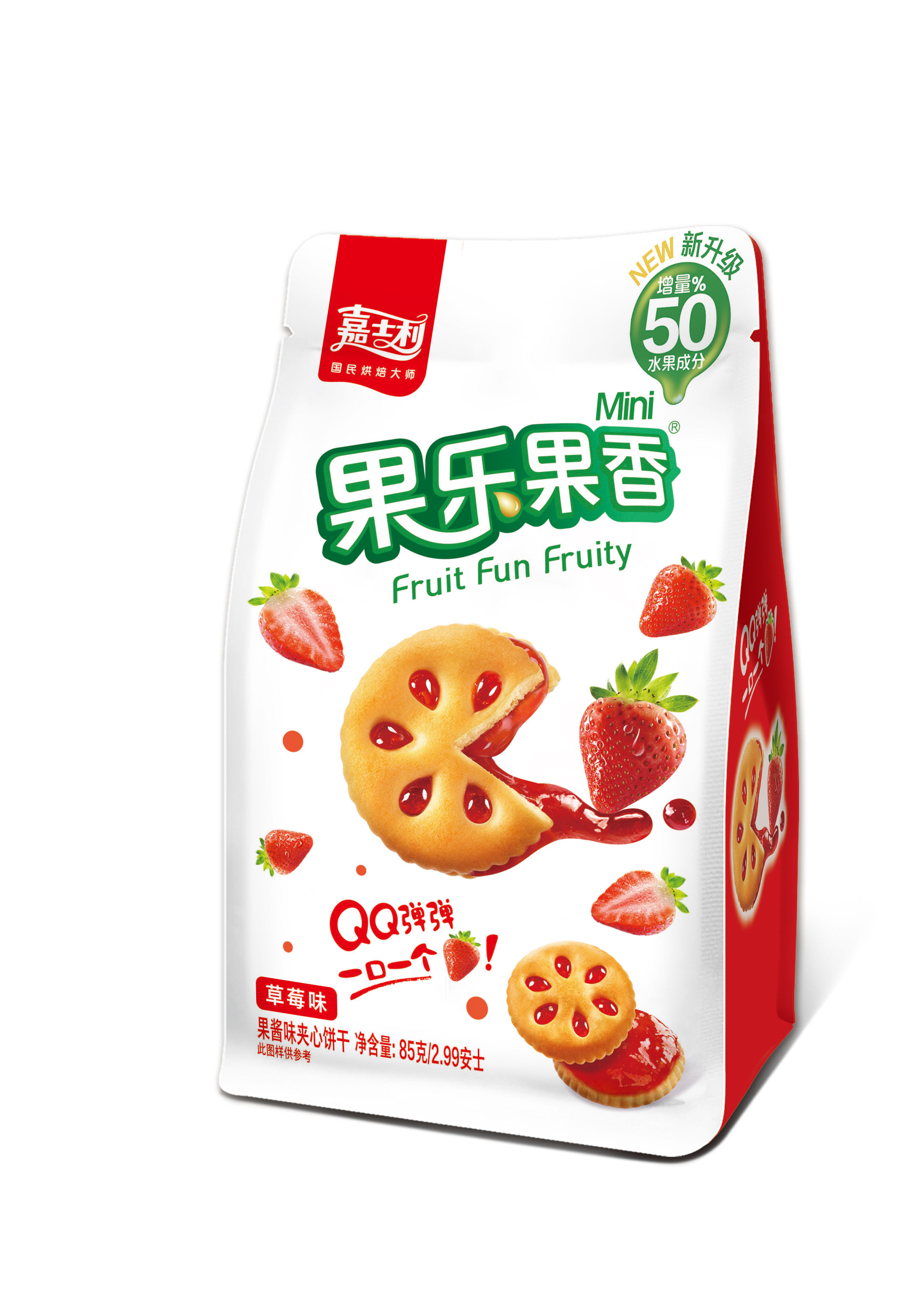 嘉士利果乐果香草莓口味夹心饼干85g