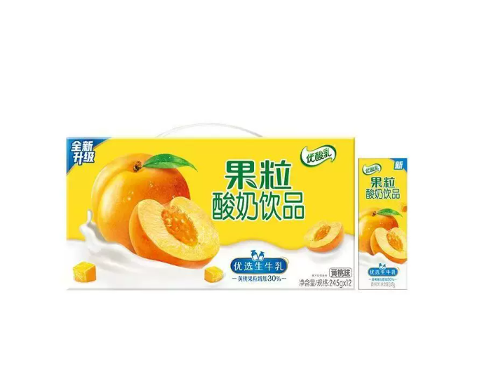 伊利优酸乳果粒酸奶饮品黄桃味245g